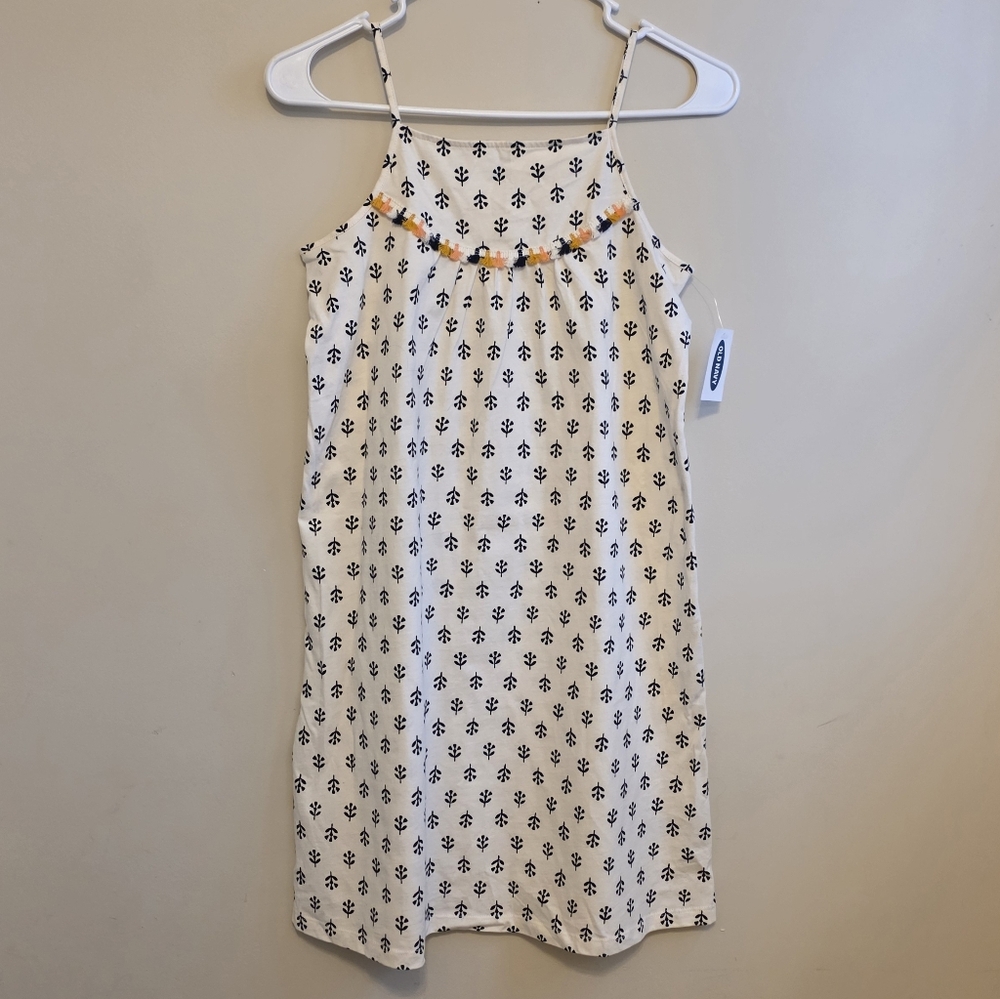 Old Navy White Dress with Blue and Orange Accents